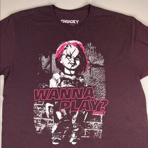 Chucky‎ Wanna Play Burgundy T Shirt EUC